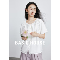 百家好（Basic House）夏季百搭宽松设计感纯色女款衬衫-B0624H5H602 珍珠白 S