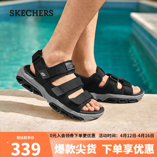 SKECHERS 斯凯奇 男鞋魔术贴凉鞋休闲百搭简约舒适露趾沙滩鞋210444 45