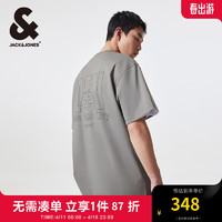 杰克·琼斯（JACK&JONES）NBA联名掘金队立体图案夏简约纯棉宽松短袖T恤男款224201014 E40知更鸟灰 常规 170/92A/S