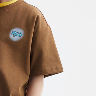 MQD童装男童宽松短袖T恤24夏装儿童立体印花T恤 咖啡 110cm