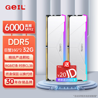 GeIL 金邦 32G（16G*2）DDR5-6000  台式机电脑内存条 巨蟹RGB灯条系列