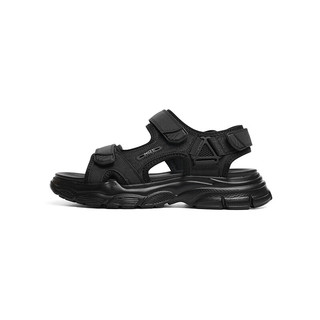 红蜻蜓休闲凉鞋2024夏季男鞋魔术贴休闲运动沙滩鞋 WTT24028黑色43