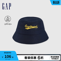 Gap男童2024春季撞色logo渔夫帽遮阳休闲儿童装水桶帽890487 海军蓝 L/XL