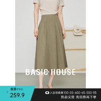百家好（Basic House）莫代尔高腰裙裤女2024气质显瘦休闲裤子B0623B58452 卡其 XL