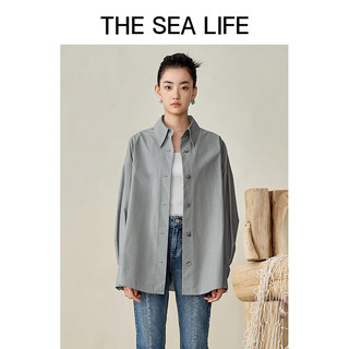 THE SEA LIFE 欧海一生 棉质衬衫女24春季慵懒风舒适衬衫XC15250 冰河灰 M