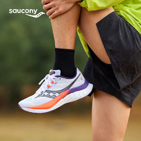 saucony 索康尼 啡速4夏季竞速训练跑步鞋男马拉松缓震回弹运动鞋白黑42