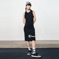 Champion 冠军旗舰店官夏季新款黑色休闲针织吊带长裙连