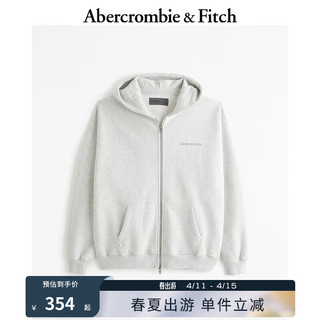 ABERCROMBIE & FITCH男装 24春夏百搭时尚Logo 款全拉链帽衫 KI122-4251 麻灰色 XS