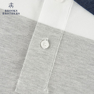 布克兄弟（BrooksBrothers）男士24春夏Supima棉撞色宽条纹短袖Polo衫 9003-蓝色 XS