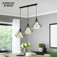 ARROW 箭牌照明 铁艺吊灯餐厅吧台餐桌灯个性创意现代简约三头灯具