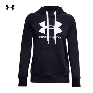 安德玛 UNDERARMOUR）官方运动卫衣女子春秋抓绒保暖套头衫健身训练服跑步外套上衣女装 1356318-001黑色