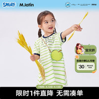 M.Latin 马·拉丁 马拉丁童装儿童连衣裙24夏女小童短袖连衣裙 绿色条 100cm
