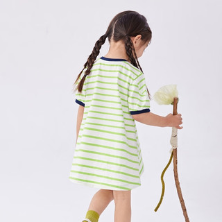 M.Latin 马·拉丁 马拉丁童装儿童连衣裙24夏女小童短袖连衣裙 绿色条 100cm