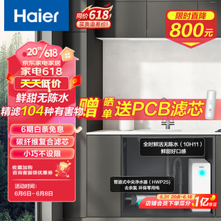 Haier 海尔 玉净鲜活水净水器家用净水机1000G大通量双出水厨下式直饮净水机自来水过滤器HRO10H11