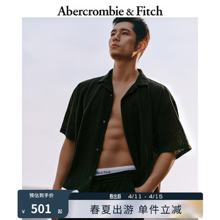 ABERCROMBIE & FITCH男装 24春夏时尚复古短款美式风衬衫KI125-4093 深绿色 XL (180/116A)
