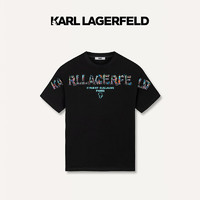 Karl Lagerfeld卡尔拉格斐2024夏季KLlogo印花短袖T恤老佛爷 黑色 44