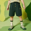 森林与孩子 男童裤子2024夏季小童时尚小熊扣子纯色短裤休闲运动风 绿色 110