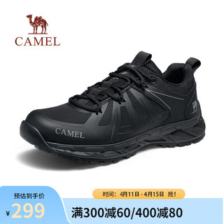 CAMEL 骆驼 2024春季轻量化软弹舒适运动鞋时尚拼接透气城市户外鞋男 G14S829168 黑色 38