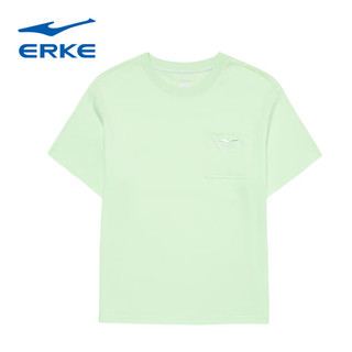 ERKE 鸿星尔克 短袖女t恤夏季圆领针织衫休闲透气运动上衣 轻氧绿 L