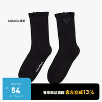 little MO&Co.little moco童装男女儿童一双装纯色木耳花边中筒袜子KBD1SOK007 黑色 M(16-18cm)