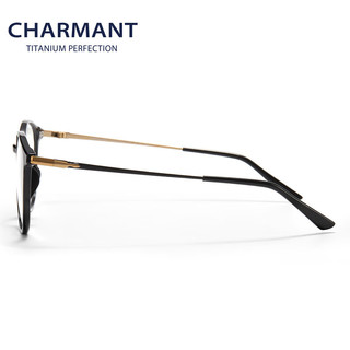 夏蒙（Charmant）眼镜框TR90圆框女时尚潮流光学眼镜架CH16462 BK 仅镜框
