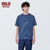 无印良品（MUJI）男式 天竺织 圆领短袖T恤 男士打底衫男款 夏季AB1MKA4S 蓝色条纹 S (165/84A)