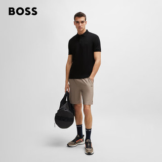 BOSS（服装） BOSS男士2024夏季同色系徽标装饰棉质珠地布Polo衫 001-黑色 EU:L