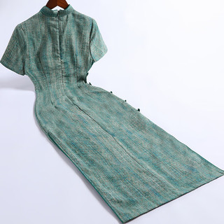 戚薇改良绿色旗袍夏季年轻款复古民国风日常可穿气质显瘦新中式连衣裙   绿色 M