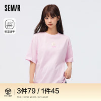 Semir 森马 短袖T恤女宽松简约短款字母印花内搭外穿上衣集合 A款个性花朵-粉红60001 165/88A/L A款凉感T恤-紫罗兰7310