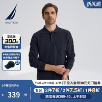 NAUTICA 诺帝卡 男装商务休闲简约舒适简约翻领长袖POLO衫男KO1320