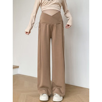 什靓裤子春秋款外穿2024休闲阔腿裤长裤装 卡其色 M