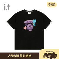 Aape it 女装春夏猿颜小花爱心印花休闲短袖T恤1513XXM BKX/黑色 XXS