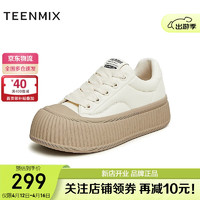 TEENMIX 天美意 2024春商场同款休闲活力饼干鞋板鞋女休闲鞋BF762AM4 米色 39