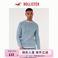 HOLLISTER百搭修身柔软时尚段染工艺圆领针织衫毛衣 男 355776-1 浅蓝色 XL (180/116A)