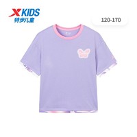 XTEP 特步 童装夏季女童中大童短袖T恤