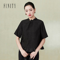 菲妮迪（FINITY）【天然真丝】菲妮迪品牌雪纺衫2024年夏季桑蚕丝设计感上衣女 黑色 S
