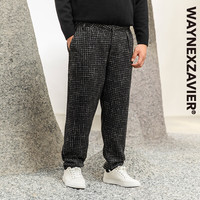 韦恩泽维尔 WAYNEXZAVIER大码粗织西裤男加厚秋冬加肥加大宽松商务休闲裤8528 黑色 2XL (160斤-190斤)