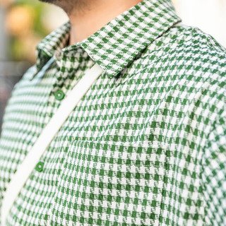 韦恩泽维尔 WAYNEXZAVIER潮牌绿色千鸟格衬衫男大码加肥加大春季长袖衬衣8154 绿色格子 2XL（160-210斤）