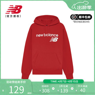 new balance NB 奥莱男款潮流休闲运动logo宽松连帽加绒卫衣套头衫 MT03910-REP（加绒） M