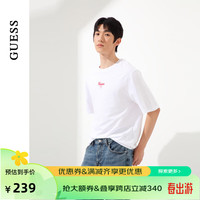 GUESS24年夏季男女同款多巴胺经典设计短袖T恤-MO2K9437K WHT-白色 S