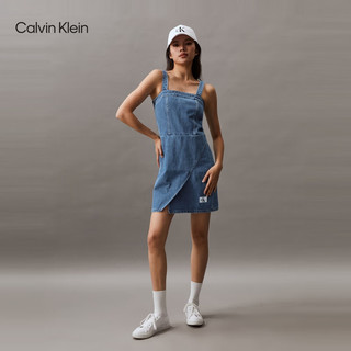 Calvin Klein Jeans24春夏女士经典布标复古纯棉牛仔吊带连衣裙J223477 1A4-牛仔蓝 M