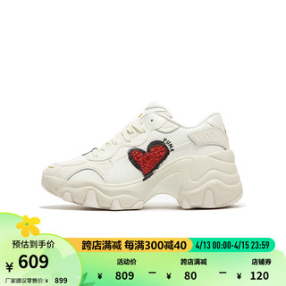 PUMA 彪马 女子复古休闲老爹鞋 PULSAR WEDGE HEART 398674 米白色-红色-黑色-01 35.5