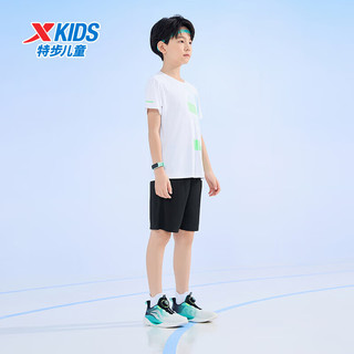 特步（XTEP）儿童童装夏季套装男童清爽舒适两件套 珍珠白 160cm