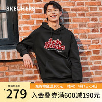 SKECHERS 斯凯奇 2024冬新年系列男女同款加绒卫衣舒适保暖龙年L124U053 碳黑/0018 S