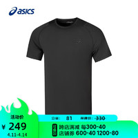 亚瑟士ASICS运动T恤男子跑步短袖透气舒适运动上衣 2031E430-001 黑色 M