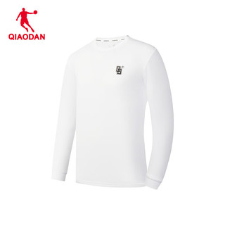乔丹QIAODAN运动T恤长袖男士夏季薄款马拉松篮球跑步上衣 乔丹白（拍小一码） 3XL