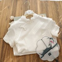 俏娘鱼复古风米白提花短袖旗袍2024年春季日常可穿改良年轻款 米白(裙长108左右) XL