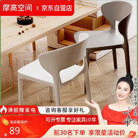 摩高空间塑料家用餐椅餐桌休闲椅子现代餐厅商用凳子靠背北欧加厚款3 1把