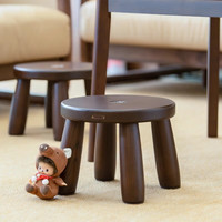 那澜多好美式白蜡木实木换鞋凳小凳子家用客厅小板凳客厅茶几矮凳椅子 实木圆形矮凳