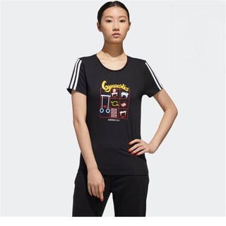 adidas NEO 熊猫印花 女子休闲运动短袖T恤